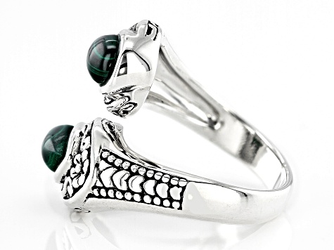 Green Malachite Sterling Silver Bypass Ring