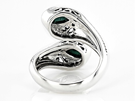 Green Malachite Sterling Silver Bypass Ring