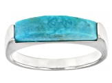 Blue Composite Turquoise Rhodium Over Sterling Silver Band Ring