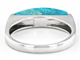 Blue Composite Turquoise Rhodium Over Sterling Silver Band Ring