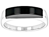 Black Onyx Rhodium Over Sterling Silver Band Ring