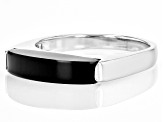 Black Onyx Rhodium Over Sterling Silver Band Ring