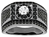 White Zircon, Black Rhodium Over Sterling Silver Men's Ring 2.50ctw