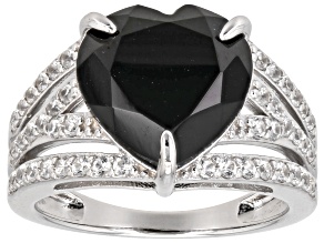 Black Spinel Rhodium Over Sterling Silver Ring 6.74ctw