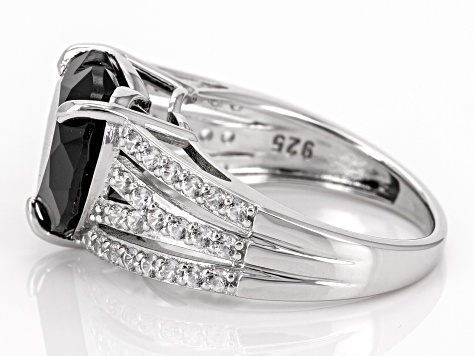 Black Spinel Rhodium Over Sterling Silver Ring 6.74ctw