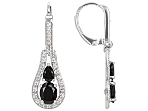 Black Spinel Rhodium Over Sterling Silver Dangle Earrings 2.91ctw