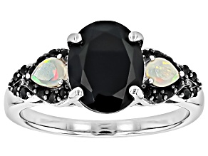 Black Spinel Rhodium Over Sterling Silver Ring 2.27ctw