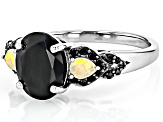 Black Spinel Rhodium Over Sterling Silver Ring 2.27ctw