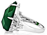 Green Onyx Rhodium Over Sterling Silver Ring 8.65ctw