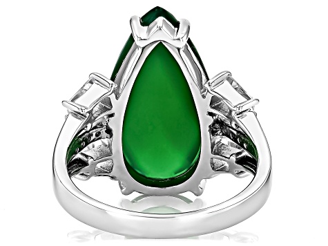 Green Onyx Rhodium Over Sterling Silver Ring 8.65ctw