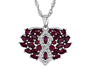 Lab Created Ruby Rhodium Over Sterling Silver Pendant With Chain1.88ctw