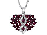 Red Lab Created Ruby Rhodium Over Sterling Silver Pendant With Chain1.88ctw