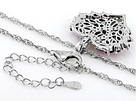 Lab Created Ruby Rhodium Over Sterling Silver Pendant With Chain1.88ctw