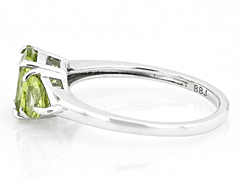 Green Peridot Rhodium Over Sterling Silver 3-Stone Ring 2.07ctw