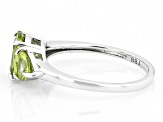 Green Peridot Rhodium Over Sterling Silver 3-Stone Ring 2.07ctw