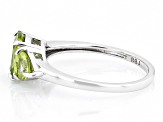 Green Peridot Rhodium Over Sterling Silver  3-Stone Ring 2.07ctw