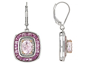 Pink Kunzite Rhodium Over Sterling Silver Earrings 5.10ctw