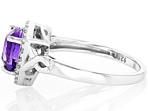 Purple African Amethyst Rhodium Over Sterling Silver Ring 1.63ctw