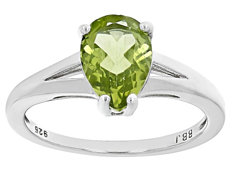 Green Peridot Rhodium Over Sterling Silver Solitaire Ring 1.75ct