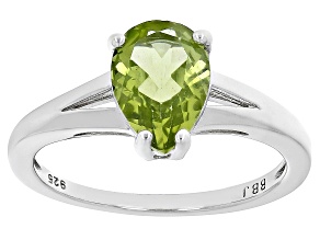 Green Peridot Rhodium Over Sterling Silver Solitaire Ring 1.75ct