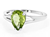 Green Peridot Rhodium Over Sterling Silver Solitaire Ring 1.75ct