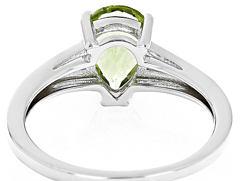 Green Peridot Rhodium Over Sterling Silver Solitaire Ring 1.75ct