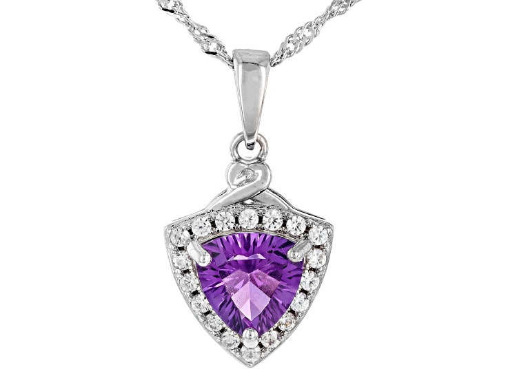 アクセサリー y&c Purple African Amethyst Rhodium Over Sterling Silver Pendant