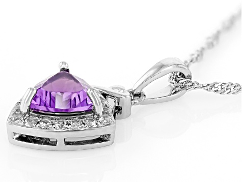 Purple African Amethyst Rhodium Over Sterling Silver Pendant With Chain 1.63ctw