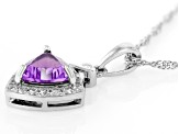 Purple African Amethyst Rhodium Over Sterling Silver Pendant With Chain 1.63ctw