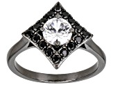 White Lab Created Sapphire, Black Rhodium Over Sterling Silver Ring 1.19ctw