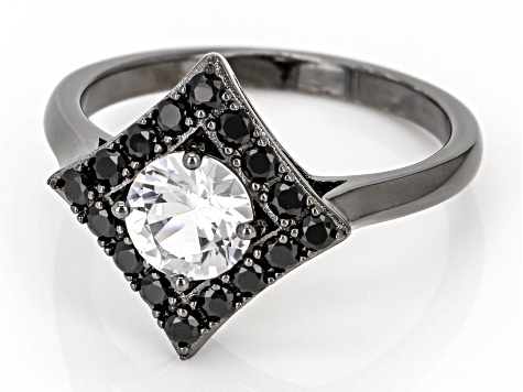 White Lab Created Sapphire, Black Rhodium Over Sterling Silver Ring 1.19ctw