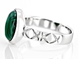 Green Malachite Rhodium Over Sterling Silver Solitaire Ring