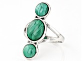 Green Malachite Rhodium Over Sterling Silver Solitaire Ring