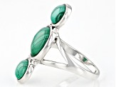 Green Malachite Rhodium Over Sterling Silver Solitaire Ring