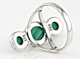 Green Malachite Rhodium Over Sterling Silver Solitaire Ring