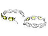 Green Peridot Rhodium Over Sterling Silver Hoop Earrings 2.40ctw