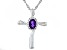 Purple African Amethyst Rhodium Over Sterling Silver Cross Pendant With Chain 0.79ctw