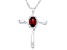 Red Vermelho Garnet Rhodium Over Sterling Silver Cross Pendant With Chain 1.00ctw