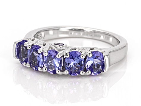 Blue Tanzanite Rhodium Over Sterling Silver Ring 1.50ctw