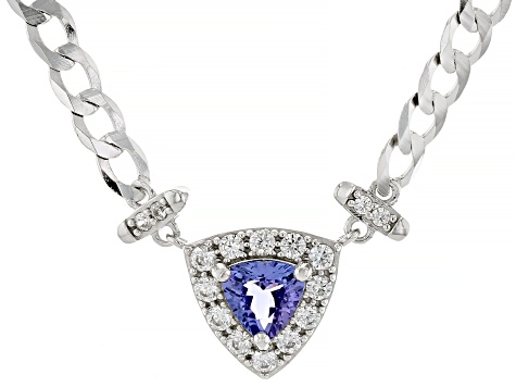 Blue Tanzanite Rhodium Over Sterling Silver Necklace 1.67ctw