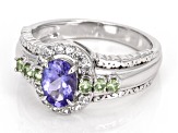 Blue Tanzanite Rhodium Over Sterling Silver Ring 1.01ctw