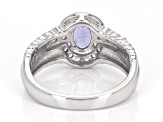 Blue Tanzanite Rhodium Over Sterling Silver Ring 1.01ctw