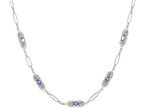Blue Tanzanite Rhodium Over Sterling Silver Necklace 1.71ctw