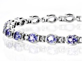 Blue Tanzanite Rhodium Over Sterling Silver Tennis Bracelet 3.90ctw