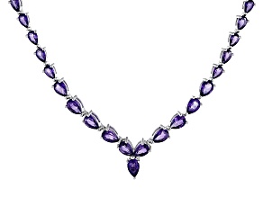 Purple Amethyst Rhodium Over Sterling Silver Necklace 8.63ctw