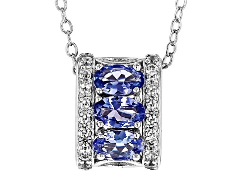 Blue Tanzanite Rhodium Over Sterling Silver Pendant With Chain 1.81ctw