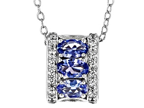 Blue Tanzanite Rhodium Over Sterling Silver Pendant With Chain 1.81ctw