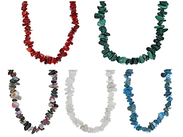 Multi-Color Assorted Gemstone Set of 5 Endless Strand Chip