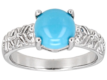 Picture of Blue Sleeping Beauty Turquoise Rhodium Over Sterling Silver Solitaire Ring