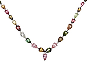 Multi-Tourmaline Rhodium Over Sterling Silver Necklace 7.63ctw
